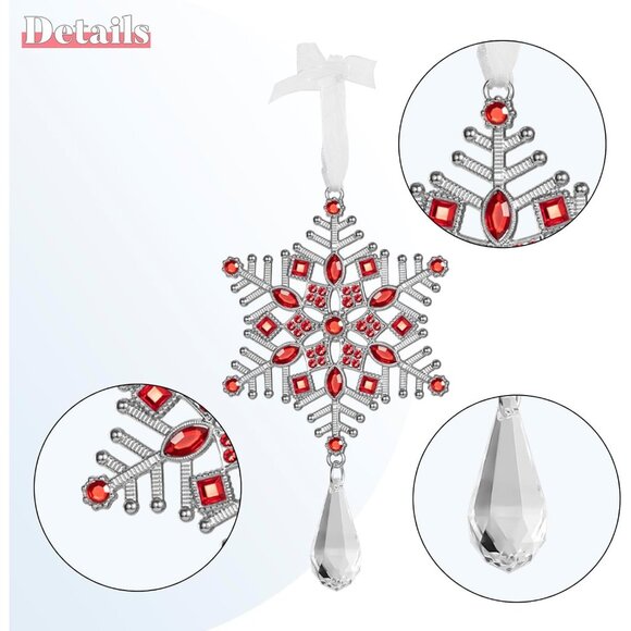 🆕Christmas Tree Ornaments Rhinestone Snowflake Hanging Pendant Charm Decorative - Picture 5 of 7